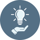 Graphic of a light bulb floating above a hand