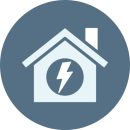 Graphic of a house with a lightning bolt