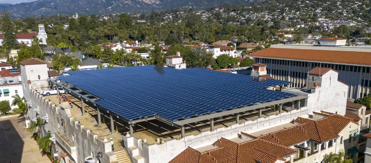 Overhead view of the Granada Garage Solar Project.