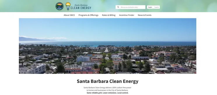 Santa Barbara Clean Energy website homepage