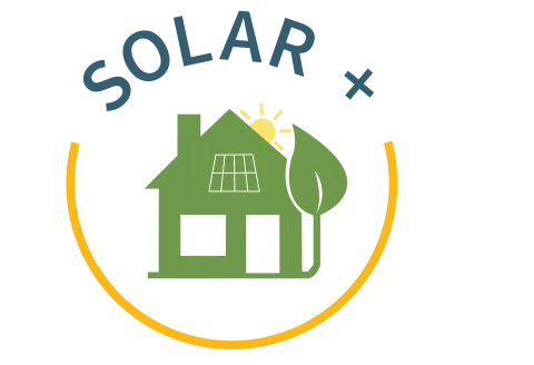 Vector graphic of green house with solar + tittle   
